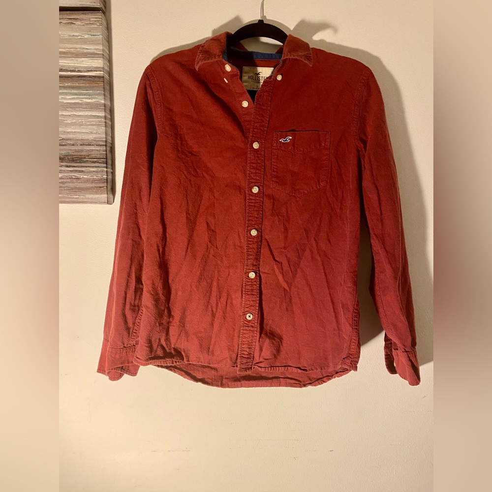 Gently used red Hollister button down shirt.